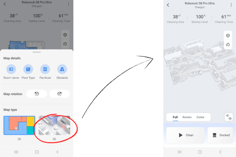 3D-карта дома в приложении Roborock S8 Pro Ultra.